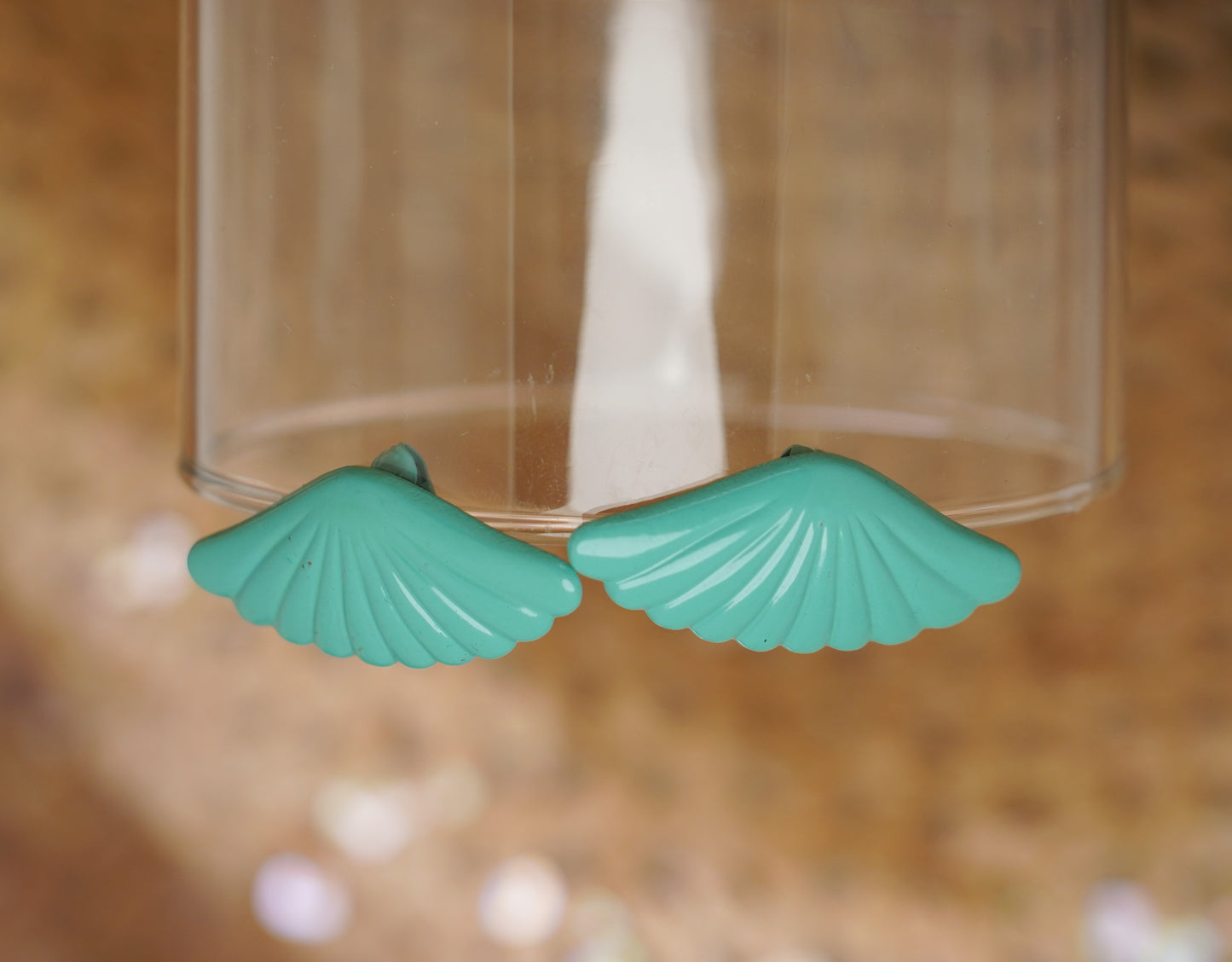 Blue fan earrings