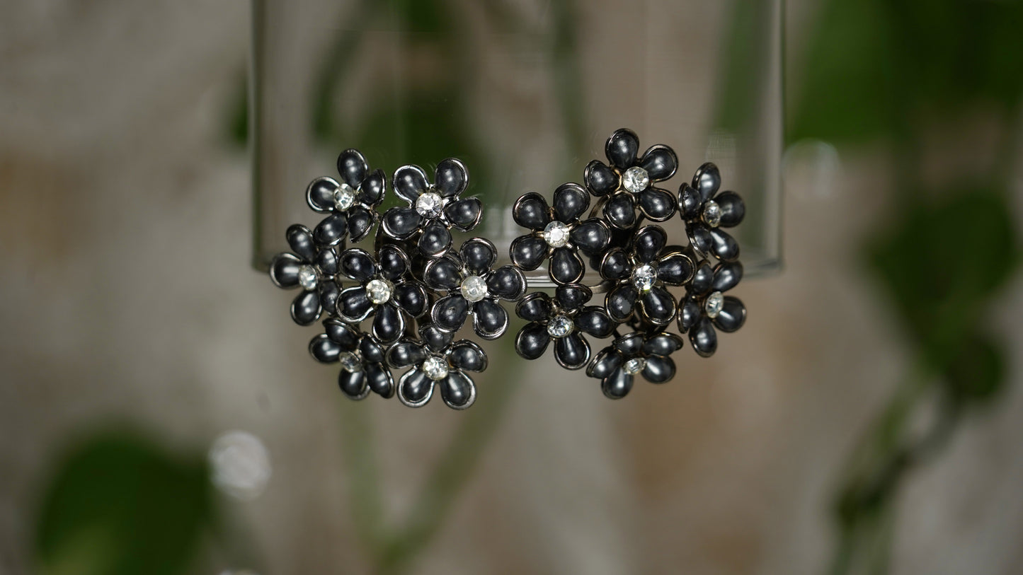 Midnight blue flower bouquet earrings