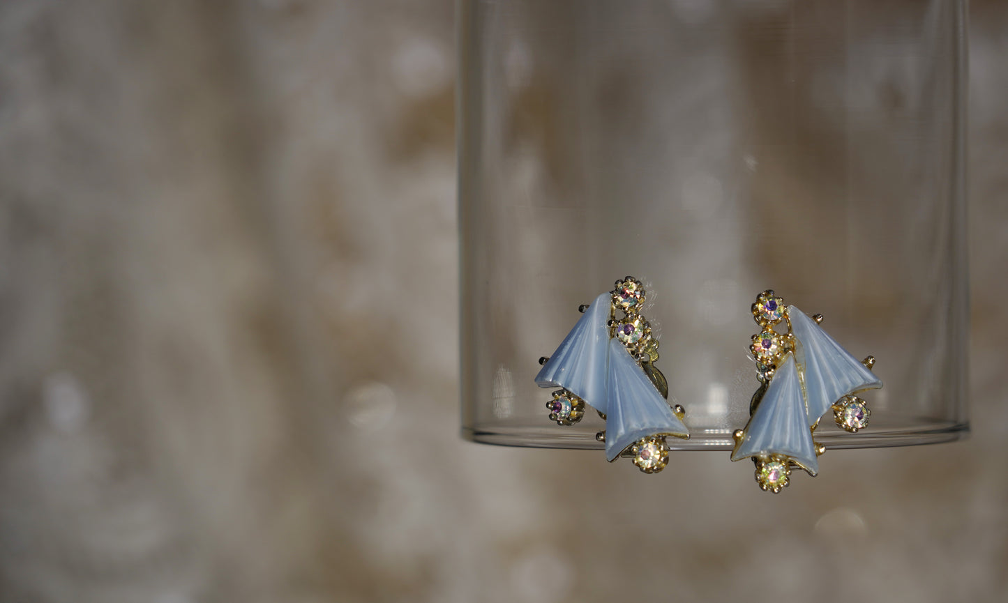 Something blue with rainbow stone earrings