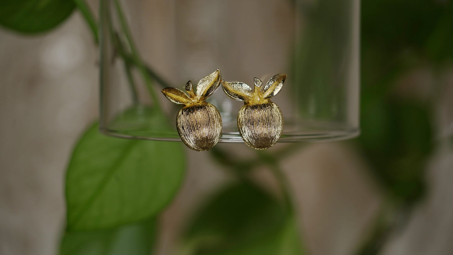 Golden apple earrings