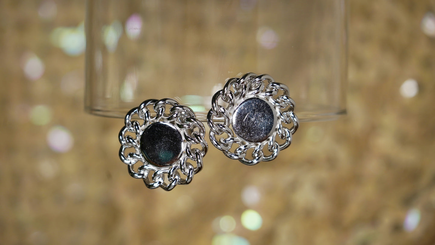 Chrome wheel earrings