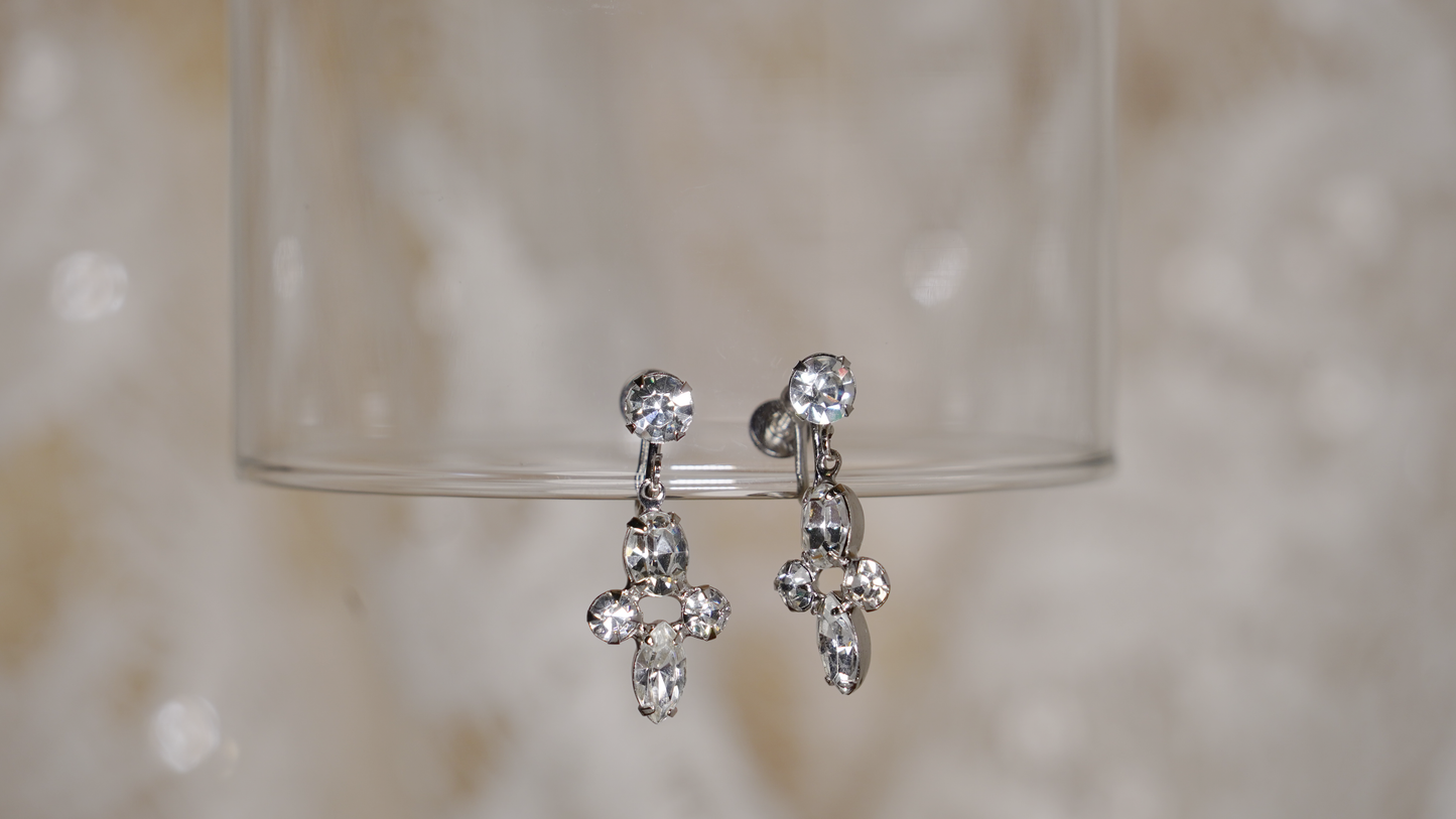 Rhinestone cross earrings