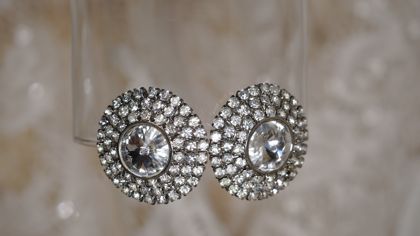Rhinestone disk earrings