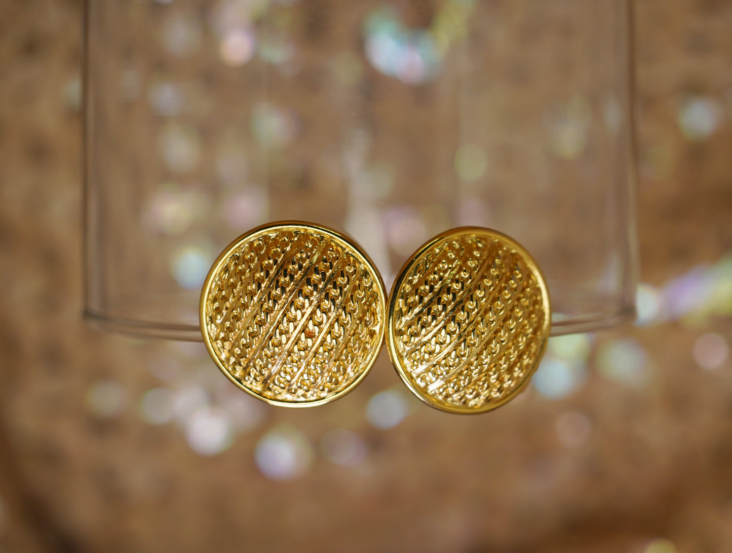 Golden button earrings
