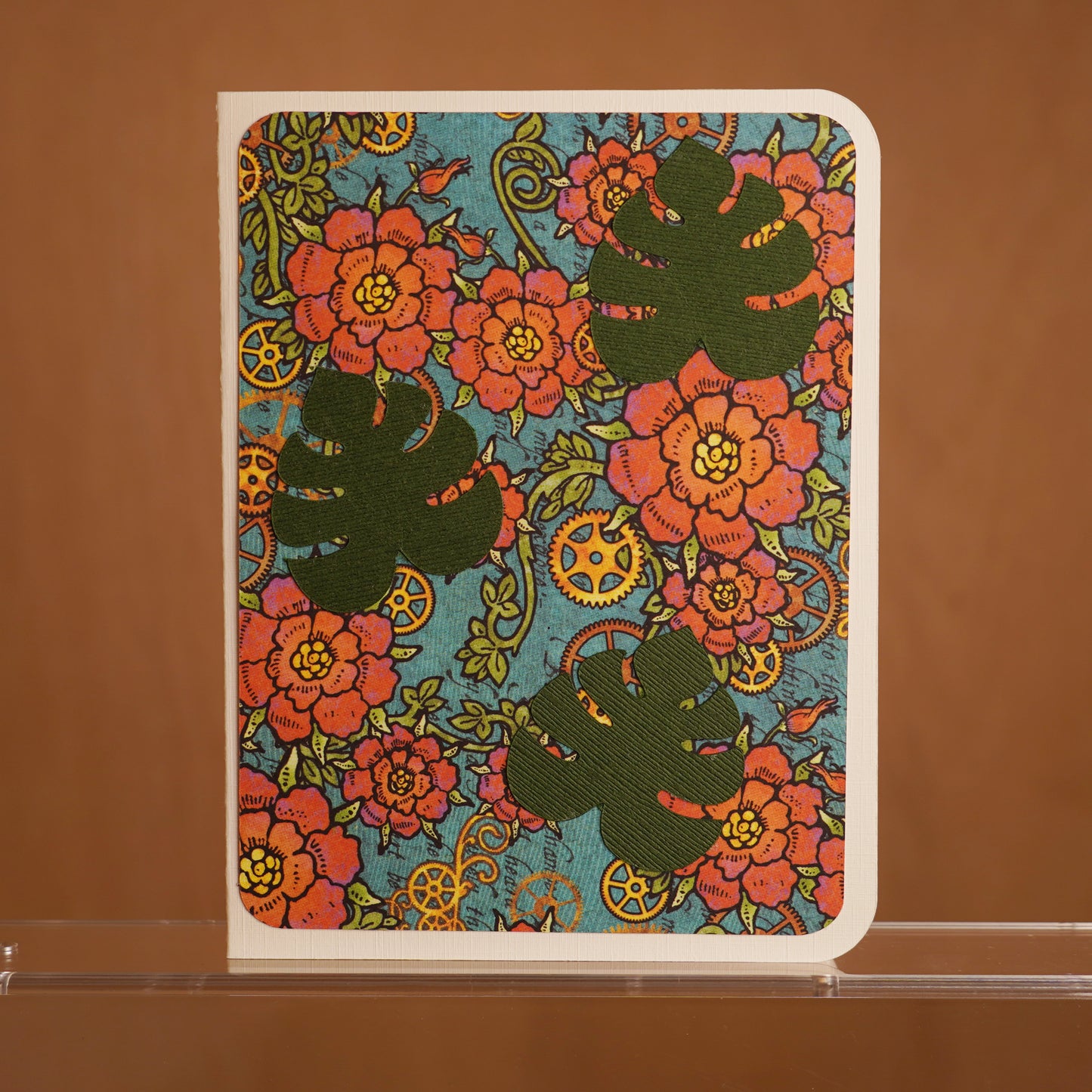 Steam punk monstera greeting card