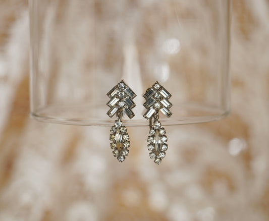 White stone Art Deco drop earrings