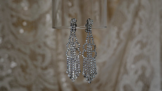White rhinestone chandelier earrings