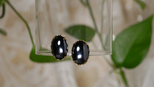 Mystic black pebble earrings