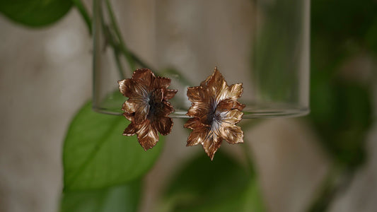 Copper fall leaves earrings