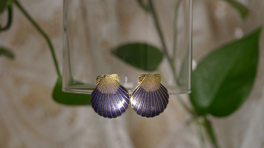 Blue seashell earrings