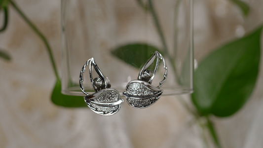 Double silver leaves earrings
