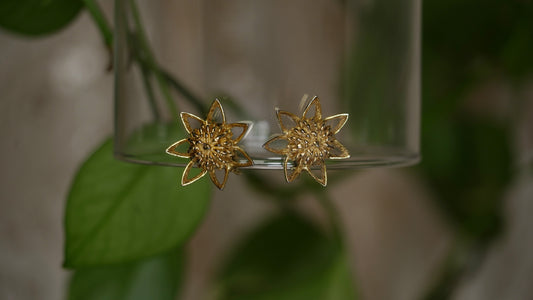 Golden sunflower earrings