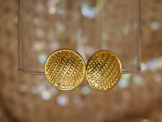 Golden button earrings